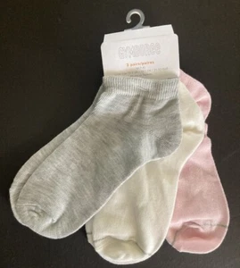 NWT Gymboree M 7-8 Girls Low Ankle Socks 3-Pack Pink Gray Ivory Metallic Silver - Picture 1 of 1