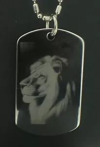 LIONS FACE TAG PENDANT NECKLACE with CHAIN - Picture 1 of 2