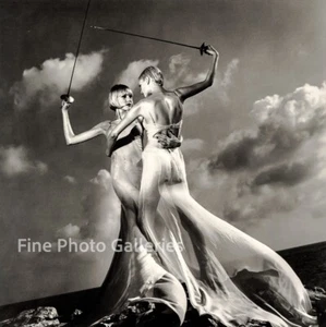 1996 Vintage HELMUT NEWTON Fencing Female Fashion Monaco Duotone Photo Engraving - Picture 1 of 1