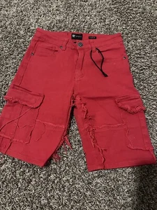 Kids Red Denim Shorts - Picture 1 of 2