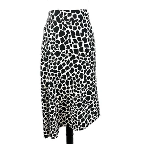 INC International Concepts Rock Gr. 12 schwarz elfenbein Giraffe hoch niedrig A-Linie Midi - Bild 1 von 12