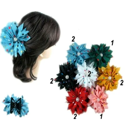 12pc Double Sided Polka Dot Hair Clip Claw Jaw Pin Updo Comb Banana barrette Lot - Image 1 of 2