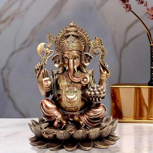 KK gebundene Bronze Ganesha Statue Ganpati Idol Ganesha Höhe: 12 Zoll - Bild 1 von 5