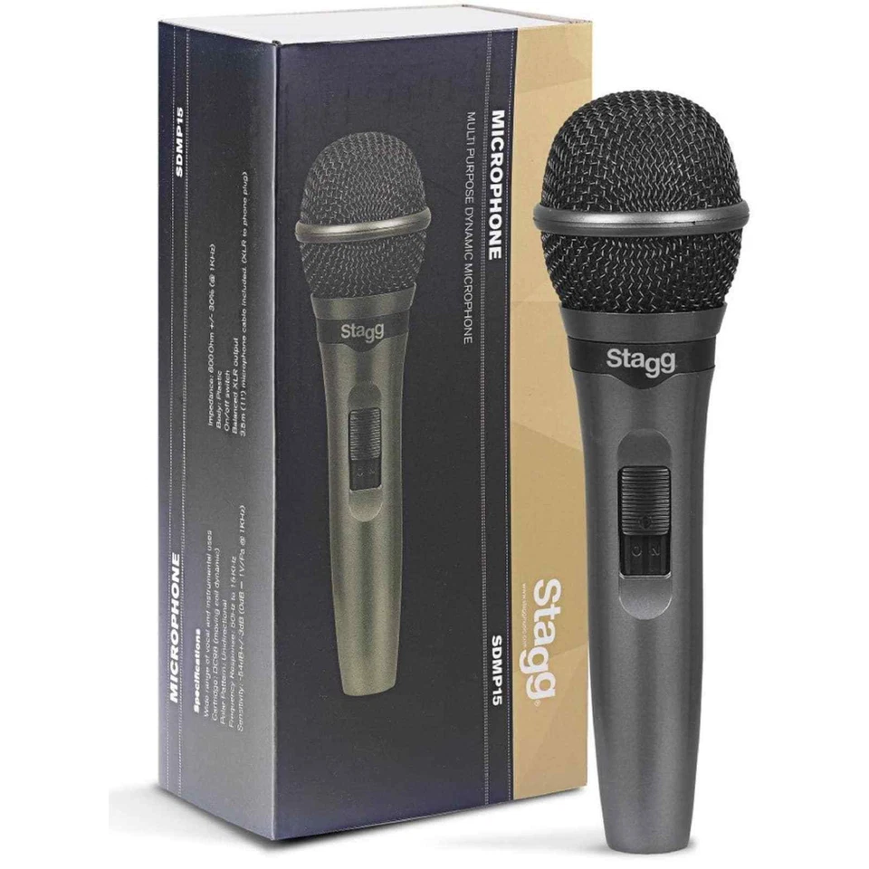 Stagg SDMP15 Dynamic Microphone Switchable Vocal Handheld Mic with Cable - Image 1 of 1