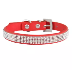 Hundehalsband mit Strasssteine für Hunde & Katzen Katzenhalsband Rot - Bild 1 von 5