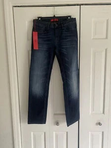 NUEVO Pantalones de mezclilla para hombre Hugo Boss lavado oscuro logotipo parche con botones 28 - Imagen 1 de 3
