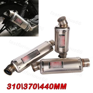 Universal Motorcycle Exhaust Pipe Silencers Mufflers Stainless Steel Tip 38-51mm - Picture 1 of 12