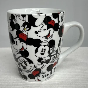 Disney Minnie Mouse Faces All Over Coffee Mug Black White Red 14oz EUC - Picture 1 of 7