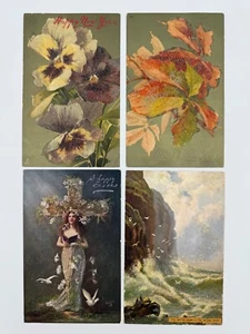Lot of 4 Antique Tuck's Glass Bead Postcards-Unposted - Picture 1 of 6
