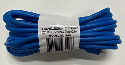 Wireless Gear 10 ft micro usb sync and charge cable. Model BL1805 - Image 1 of 4