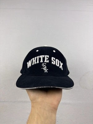 Vintage Chicago White Sox Hat Strapback Cap Black MLB Baseball Spellout Logo 90s - Image 1 of 4