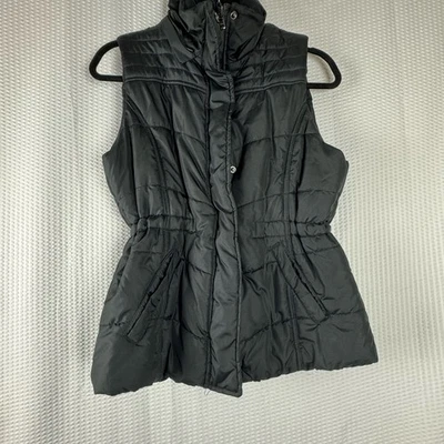 New York & Company Womens Black Puff Sleeveless Jacket Vest Small Lined Pockets - Image 1 of 4