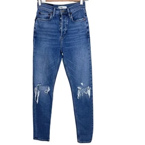 RE/DONE Jeans ultra alti Fade Away 24 donna skinny blu invecchiato  - Foto 1 di 8