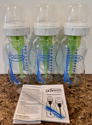 Dr. Brown's Natural Flow Wide Neck Glass Baby Bottles 9 oz  270 ml 3 Pack - Image 1 of 3