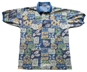 VTG 90s Bugle Boy Floral AOP Polo Shirt Men's Large Golf Plant All over Print - Picture 1 of 6