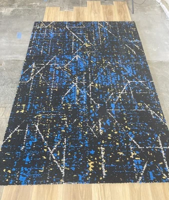 Alfombra Azulejos 24X24 Negro Amarillo Blanco Azul Real Diseño Abstracto 12 Por Caja Almohadilla Foto 1 de 4