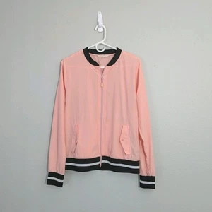 Women's Jacket Size Large Varsity Peach Semi See Through Lightweight - Picture 1 of 6