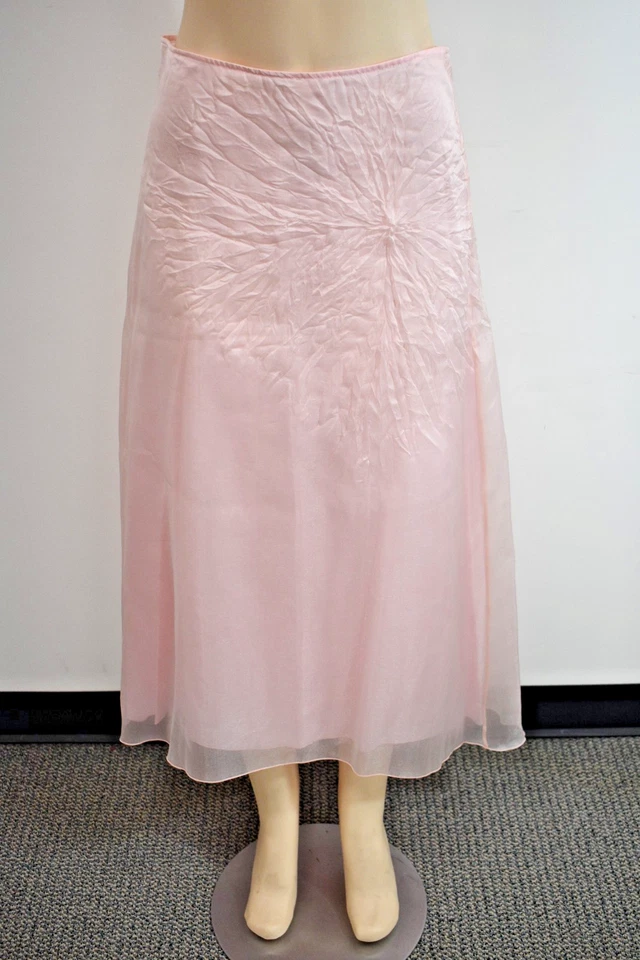 Emperio Armani Pink Organza Midi Skirt Size 6 On Sale sf - Image 1 of 4
