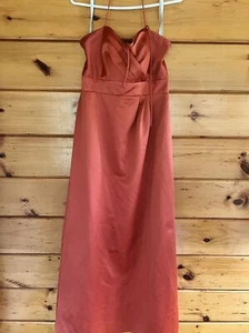 Alfred Angelo Dress Sz 12 Claret Orang/ Coral Pleated Corset - Picture 1 of 8