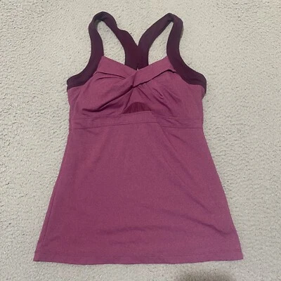 Camiseta sin mangas Athleta para mujer M púrpura Jaya torcida frontal espalda corredora ojo de cerradura malla Foto 1 de 4