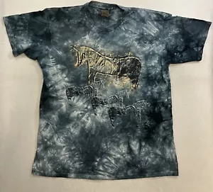 Vintage The Mountain Horse T-Shirt Men’s 2XL Blue Tie Dye Short Sleeve Tee - Picture 1 of 8