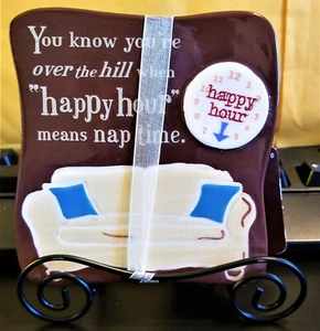 Nuevo - Lindo plato cuadrado pintado de cerámica para decoración del hogar - Imagen 1 de 2