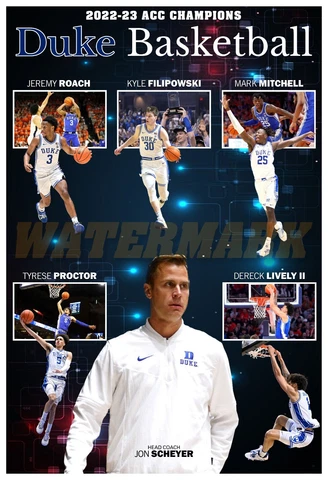 DUKE BLUE DEVILS WIN 2022-2023 ACC CHAMPIONSHIP 13”x19” POSTER Cover