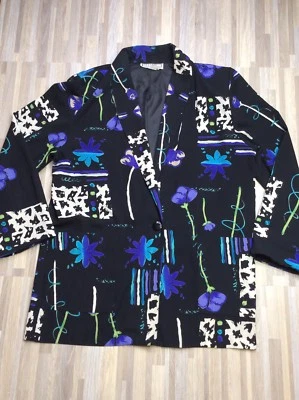 De Colección Vestido Granero Mujer Talla M Floral Negro Blazer Chaqueta Trabajo Carrera Hecho en EE. UU. Foto 1 de 4