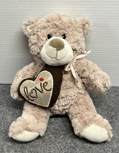 Kellytoy Valentines Bear 10" Plush Tan Brown Stuffed Animal Love Heart - Picture 1 of 4