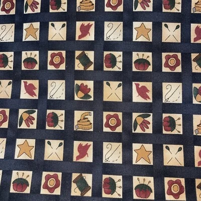 Hometown Quilts sewing thread tape pin cushions 2 yards cotton Fabric for Moda - Image 1 of 4