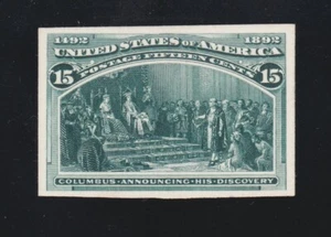 US 238P4 15c Columbian Exposition Proof on Card VF-XF NH SCV $80 (24) - Picture 1 of 2