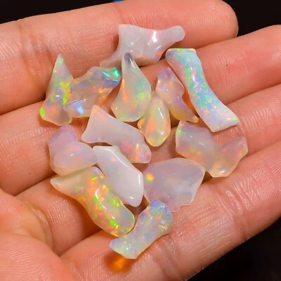 Lote de piedras preciosas sueltas ásperas de ópalo etíope blanco natural 50,15 quilates 10x5 20x5 mm A5584 Foto 1 de 3