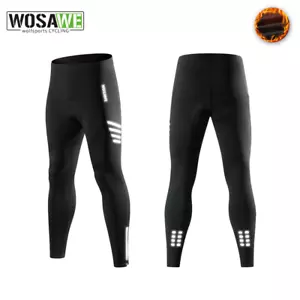 WOSAWE Men Winter Fleece Thermal Cycling Pants Trousers Bike Windproof Warm Mens - Picture 1 of 11