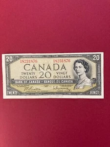 1954 Canada Beattie / Rasminsky 20 Dollar Banknote Circulated - Picture 1 of 2