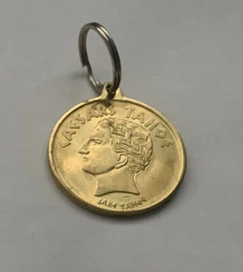 Vintage Gold Toned CAESARS TAHOE Hotel Casino Keychain Dollar Token Coin - Picture 1 of 3