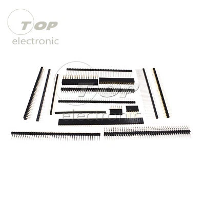 GCSUPERMARKET Pin Header Strip 3-40 Pin 1.27/2.0/2.54mm round Row Angle Male Female