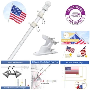 Elegant Tangle-Free 5-6ft Flag Pole Kit with Adjustable Bracket for Outdoor - Picture 1 of 9