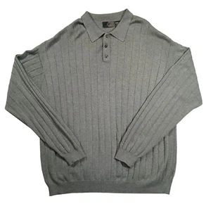 J Ferrar JF Henley Sweater Mens 2XLT Tall Gray Long Sleeve Shirt Collar Ribbed - Picture 1 of 10