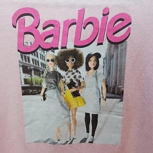 BARBIE PINK GRAPHIC CHEST LOGO SHORT SLEEVE PULLOVER T-SHIRT GIRLS XL (14-16) - Picture 1 of 8