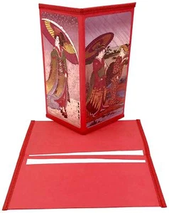 Japanese Rice Paper Wallet Two-Fold Geisha Rainy Snowy Umbrella Made in Japan - Picture 1 of 1