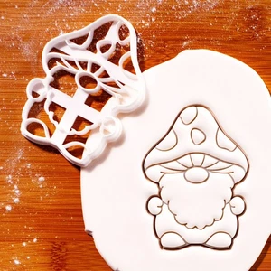 Mushroom Gnome Cookie Cutter - enchanted garden forest fairy tale elf Christmas - Picture 1 of 6