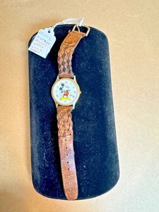 Vintage Lorus mickey mouse watch face Leather braided band - Picture 1 of 6