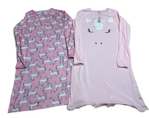 2 Carter's lila rosa Einhorn Fleece Mädchen Nachthemd Gr. 12-14 Langarm - Bild 1 von 7