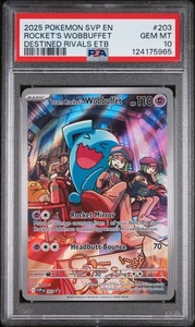 2025 POKEMON SVP EN-SV BLACK STAR PROMO #203 TEAM ROCKET'S WOBBUFFET PSA 10 - Picture 1 of 2