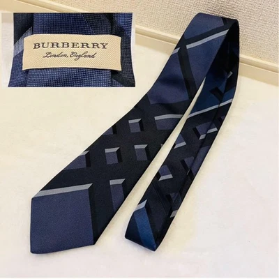 Burberry Navy Silk Tie 100% Unused Italy Made - Image 1 of 4