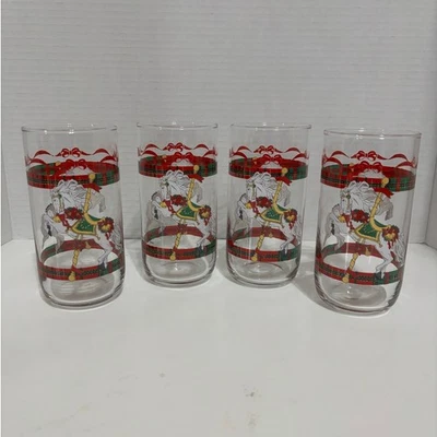 Vasos de Navidad Libbey House of Lloyd Carrusel Caballo 1990 de colección - 4  Foto 1 de 2