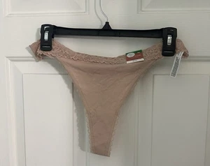 State of Day Lace Thong Underwear Women's L Nude Blush Elastic Waist Pull On NWT - Picture 1 of 5