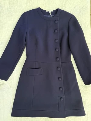 Carven Mini Dress Mod Eggplant Purple Size 38 Small Space Age Style Button Up - Image 1 of 4