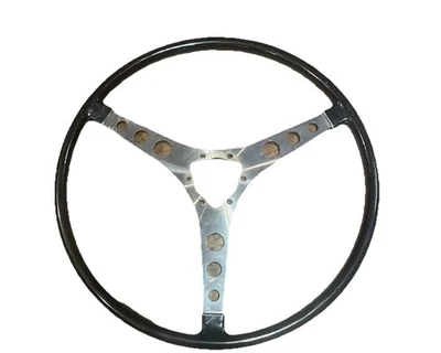 1960 Corvette Original Sport Steering Wheel Charcoal Black Chrome 3 Hole Spokes - Bild 1 von 4