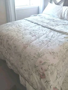 Vintage Springmaid Floral Full/ Queen Bedspread 94x84 Comforter Lace Trim - Picture 1 of 9
